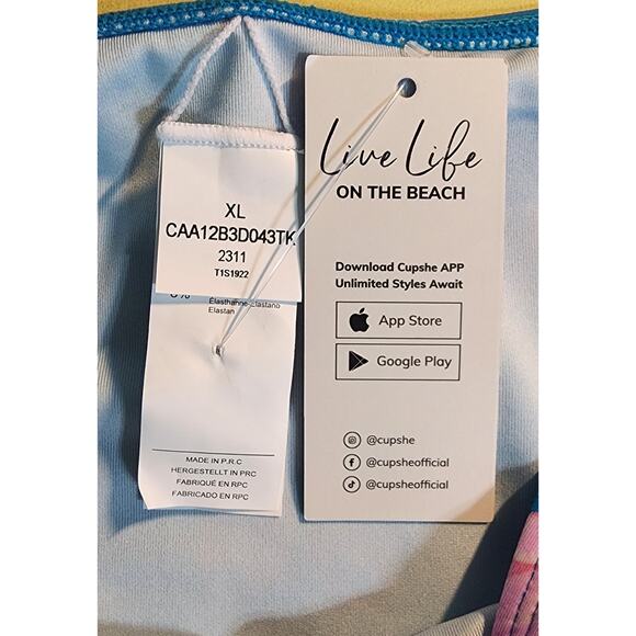 Cupshe Women Swimsuit Bikini Bottom Ruched Mid Rise Floral Bikini‎ Size XL NWT - Picture 3 of 6